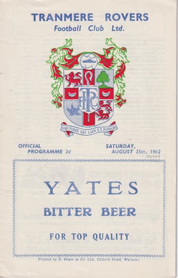 Tranmere Rovers v Oldham Athletic Match Programme 1962-08-25